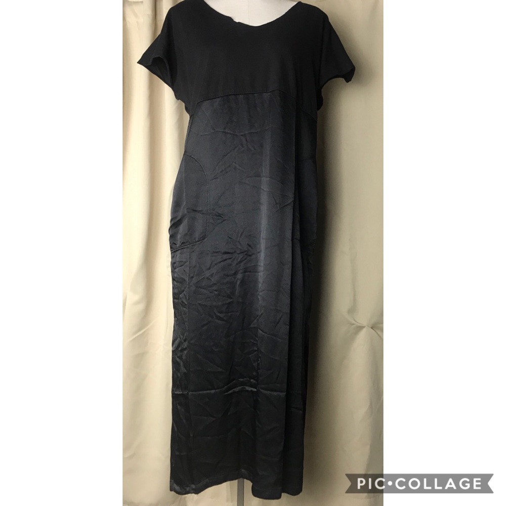 TINA JO Black Midi Dress with Pockets Medium
